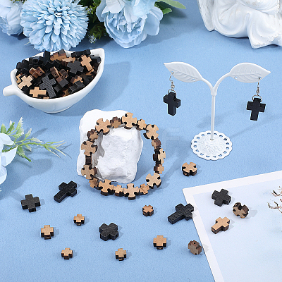 120Pcs 6 Styles Natural Wooden Beads WOOD-SC0002-21-1