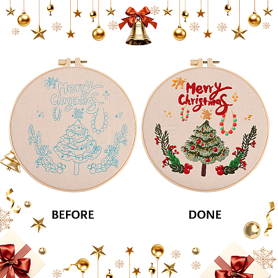 Christmas DIY Embroidery Starter Kits for Beginners AJEW-WH20816-026-1