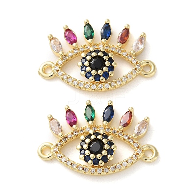 Rack Plating Brass Cubic Zirconia Eye Connector Charm KK-C084-18B-G-1