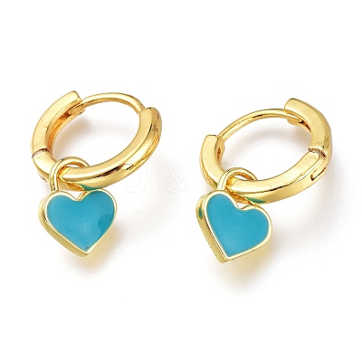 Brass Enamel Huggie Hoop Earrings KK-A150-10G-RS-1