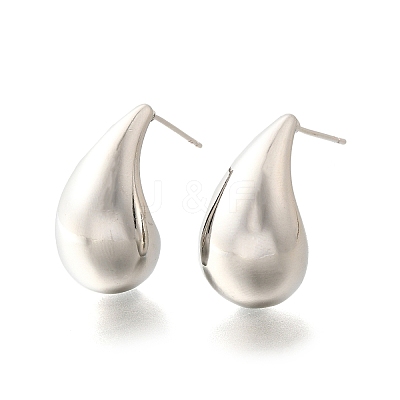 Rack Plating Brass Twist Teardrop Stud Earrings for Women EJEW-K247-02P-1
