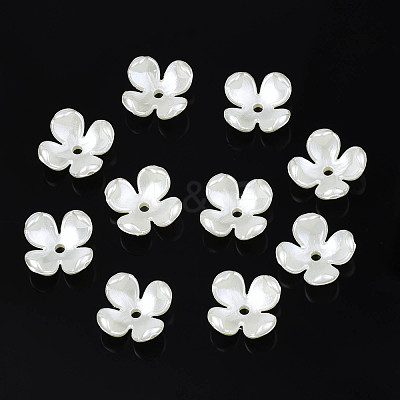 4-Petal ABS Plastic Imitation Pearl Bead Caps OACR-S020-31-1