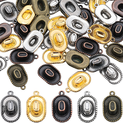 60Pcs 5 Colors Tibetan Style Alloy Hat Pendants FIND-SC0010-86-1