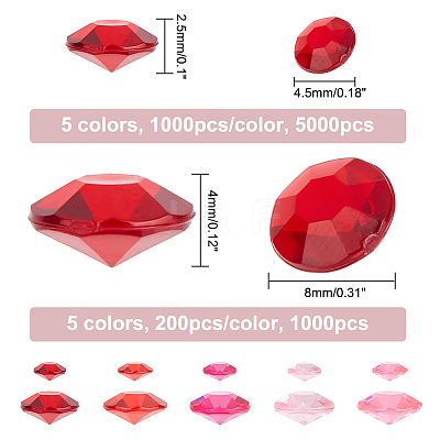 6000Pcs 10 Styles Pointed Back Acrylic Rhinestone Cabochons TACR-GA0001-07B-1