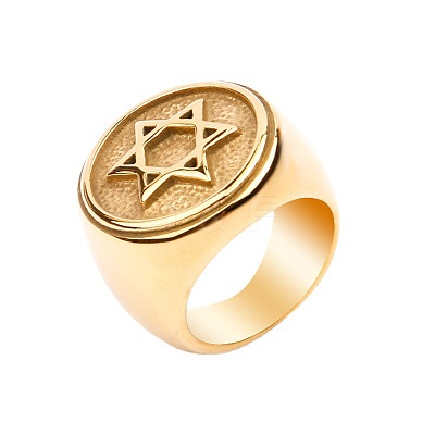 Star of David Pattern 304 Stainless Steel Finger Rings for Men FS-WGD55C6-24-1