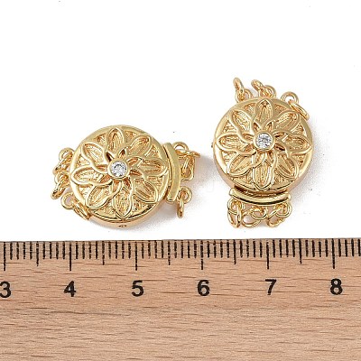 Rack Plating Brass Micro Pave Clear Cubic Zirconia Box Clasps KK-G494-07G-1
