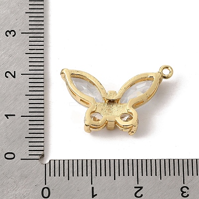 Brass Micro Pave Clear Cubic Zirconia Pendants KK-K419-04G-1