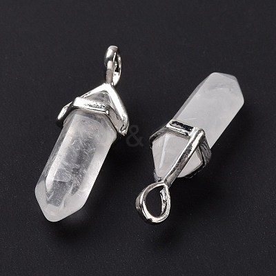 Natural Quartz Crystal Pointed Pendants G-K329-54P-1