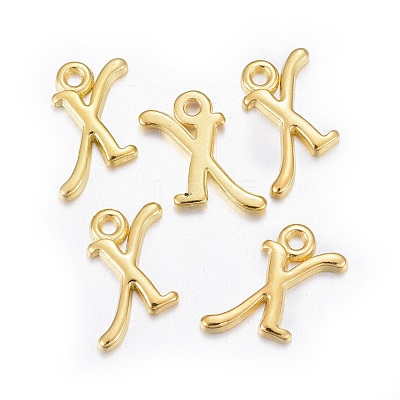 Golden Plated Alloy Letter Pendants X-PALLOY-J718-01G-X-1