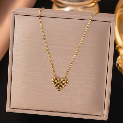 304 Stainless Steel Cluster Heart Pendant Necklaces for Women Men NJEW-Q028-11G-1