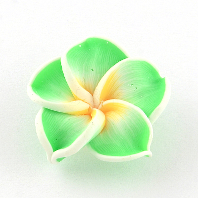 Handmade Polymer Clay 3D Flower Plumeria Beads CLAY-Q192-15mm-09-1