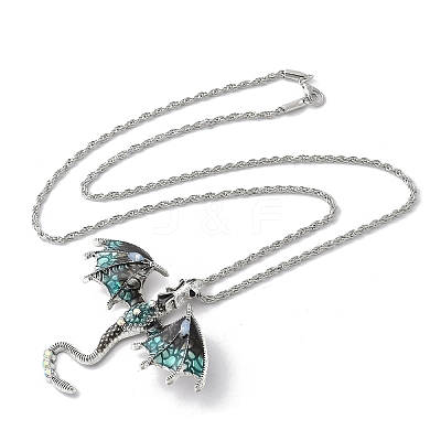 Alloy Enamel Dragon Pendant Necklaces NJEW-V005-01AS-01-1