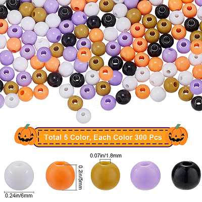Halloween Theme 1500Pcs 5 Colors Opaque Acrylic Beads MACR-SP0001-01A-02-1