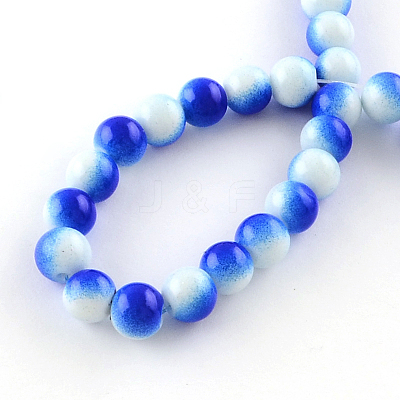 Two-Color Baking Paint Glass Bead Strands DGLA-R050-8mm-31-1