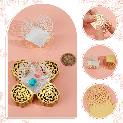 50Pcs Rose Flower Window Paper Candy Packaging Boxes CON-OC0001-78A-1