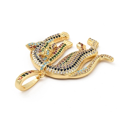 Rack Plating Brass Micro Pave Cubic Zirconia Pendants ZIRC-F129-35A-G-1