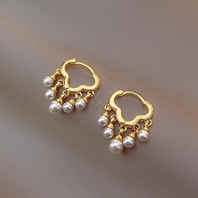Cloud Alloy Plastic Imitation Pearl Chandelier Earrings FS-WGCF050-01-1