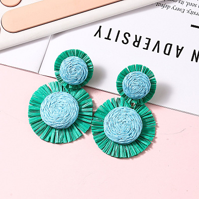 Bohemian Style Raffia Dangle Stud Earrings FS-WGA49F5-05-1