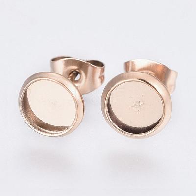Ion Plating(IP) 304 Stainless Steel Stud Earrings Findings STAS-E117-12RG-1