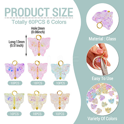 60Pcs 6 Colors Electroplate Transparent Glass Charms PALLOY-TAC0287-1
