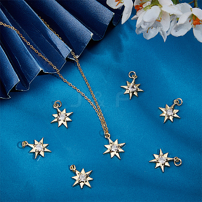 12Pcs Rack Plating Brass Micro Pave Cubic Zirconia Pendants KK-BBC0017-07-1