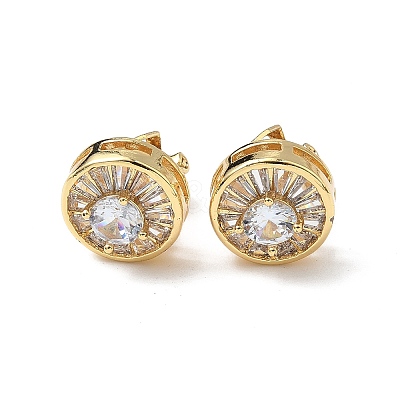 Brass Micro Pave Clear Cubic Zirconia Clip-on Earrings EJEW-A132-02A-G-1