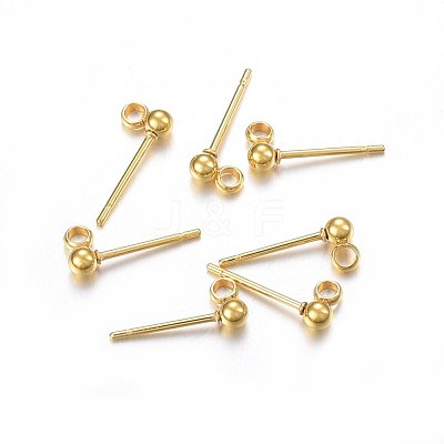 304 Stainless Steel Ball Stud Earring Findings STAS-P210-54G-1