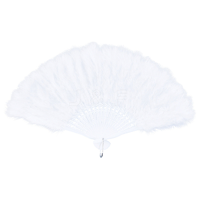 Plastic & Feather Fan Display Decoration AJEW-CY0002-58-1