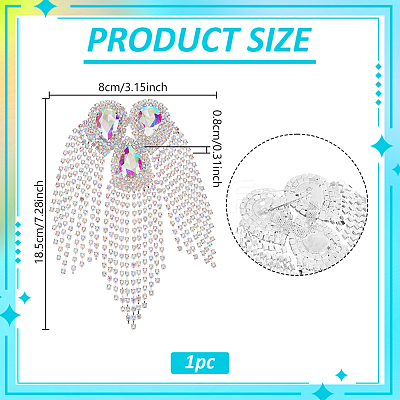 Iron with Rhinestone Tassel Rivet Epaulettes AJEW-WH0481-527A-1