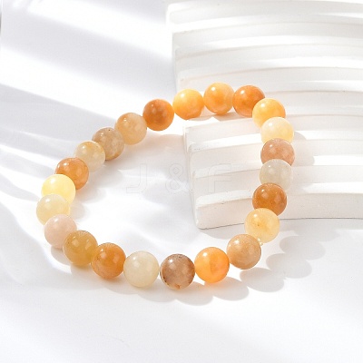 Natural Topaz Jade Beads Stretch Bracelets BJEW-F380-01-B07-1