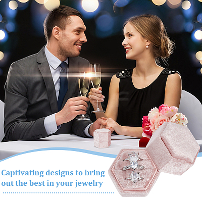 3-Slot Hexagonal Velvet Ring Boxes AJEW-WH0471-26B-1