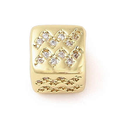 Brass Micro Pave Clear Cubic Zirconia European Beads KK-K368-01G-11-1