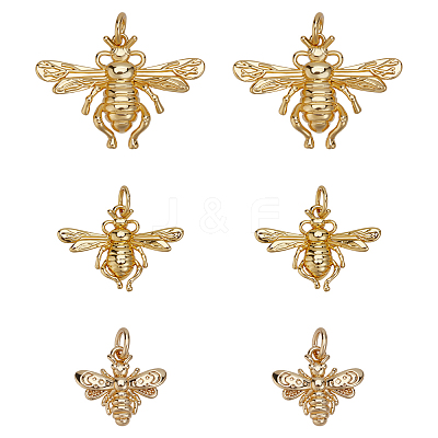 6Pcs 3 Styles Rack Plating Brass Pendants KK-GO0002-34-1