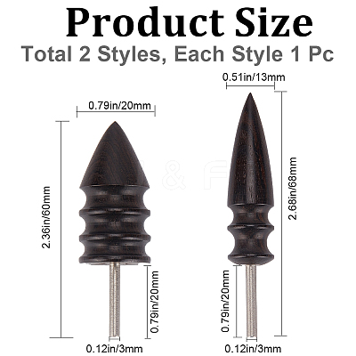 2Pcs 2 Style Bullet Shape Sandalwood Polish Heads TOOL-GF0003-37-1