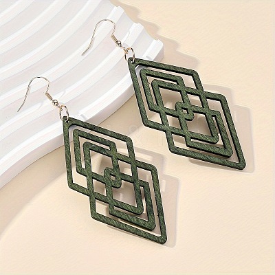 Hollow Iron Wood Dangle Earrings for Women WG5E3B8-01-1