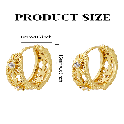 1 Pair Brass Micro Pave Clear Cubic Zirconia Hoop Earrings EJEW-LP0004-68G-1