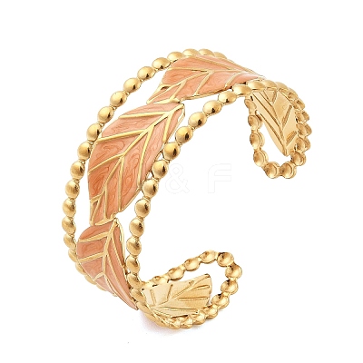 304 Stainless Steel Enamel Cuff Open Bangles for Women BJEW-F542-01G-02-1
