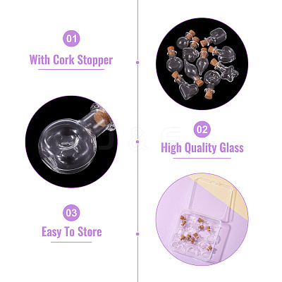 10Pcs 10 Styles Mini High Borosilicate Glass Bottle Bead Containers BOTT-TA0001-01-1
