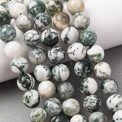 Natural Tree Agate Beads Strands G-T150-A09-12mm-1