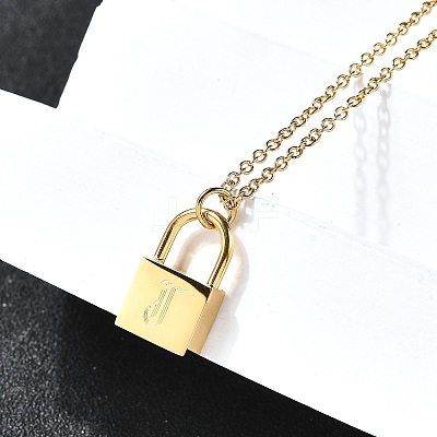 304 Stainless Steel Rolo Chain Pendant Necklaces NJEW-S444-01G-10-1