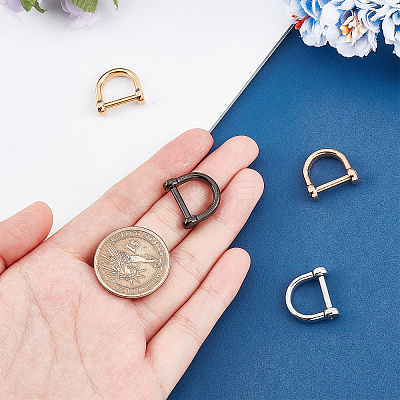 4Pcs 4 Colors 304 Stainless Steel D-Ring Anchor Shackle Clasps STAS-UN0039-07-1