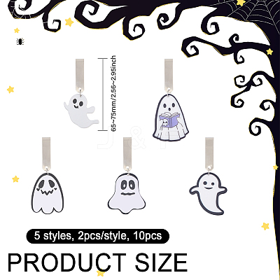 10Pcs 5 Styles Ghost Acrylic Shoe Charms HJEW-CA00021-1