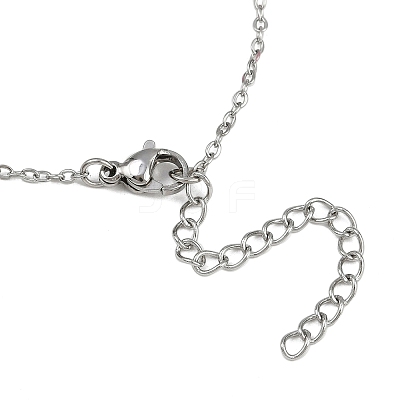 304 Stainless Steel Cable Chain Bracelet with Enamel Rondelle Beaded BJEW-G683-02P-01-1