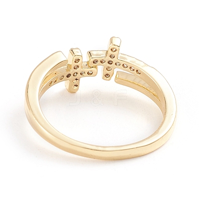 Adjustable Brass Micro Pave Clear Cubic Zirconia Cuff Rings RJEW-F101-18G-1