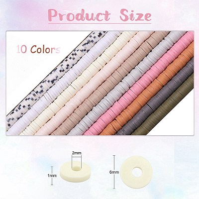 10 Strands 10 Colors Flat Round Handmade Polymer Clay Beads CLAY-SZ0001-98-1