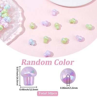 50Pcs UV Plating Rainbow Iridescent Opaque Acrylic Beads OACR-SC0003-06-1