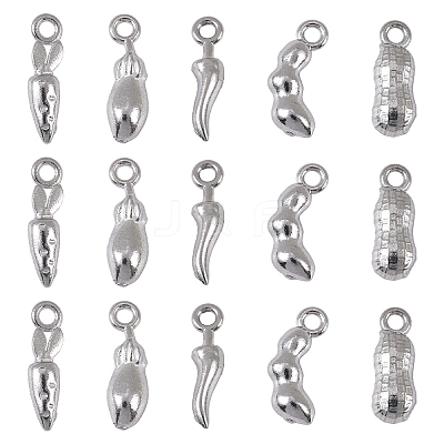 25Pcs 5 Styles Vegetables 304 Stainless Steel Charms STAS-YW0011-22-1