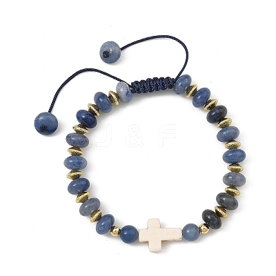 Natural & Synthetic Mixed Gemstone Rondelle Braided Bead Bracelets for Women BJEW-JB14385-1