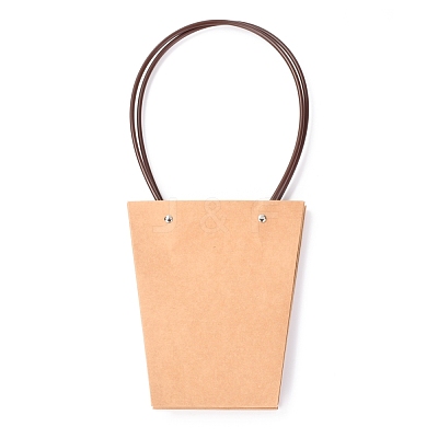 Trapezoid Kraft Paper Gift Bags with Plastic Haddles CARB-P007-A04-A-1