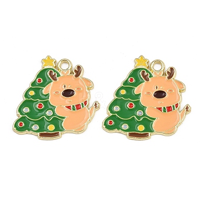 Christmas Deer Theme Alloy Enamel Pendants ENAM-D304-01A-G-1